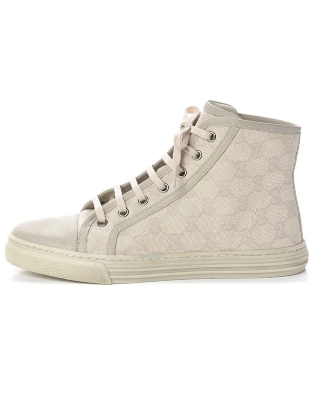 Gucci GG Supreme Canvas‎ High Top Sneakers Men’s 7.5 Beige Cream Italy